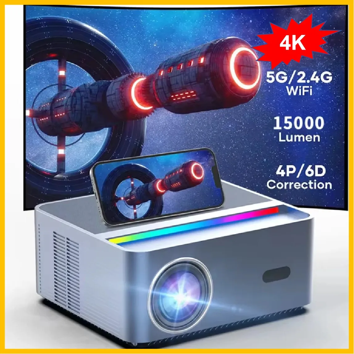 XJ Beam Projector 4K Video Projector Home theater Projector 400 Ansi Auto Focus Android Projector Portable 4K Projector