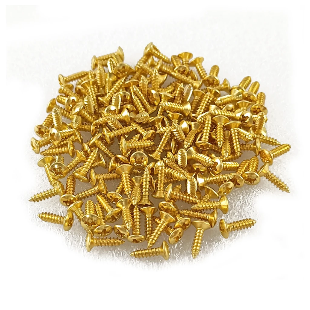 LOOK New Gold Pickguard Screws For ST TL Electric Guitar P/PJ Bass Mount DIY Luthier Tool Pickguard Screws 12mm* 3mm