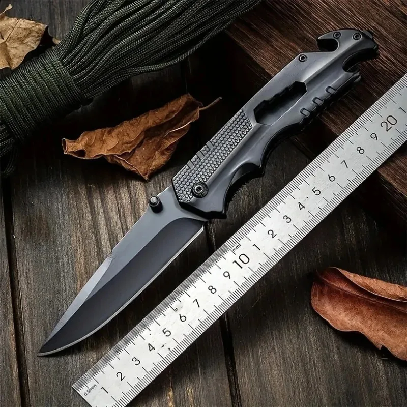 Cuchillo de supervivencia plegable multiusos bolsillo acero inoxidable - imagen 2