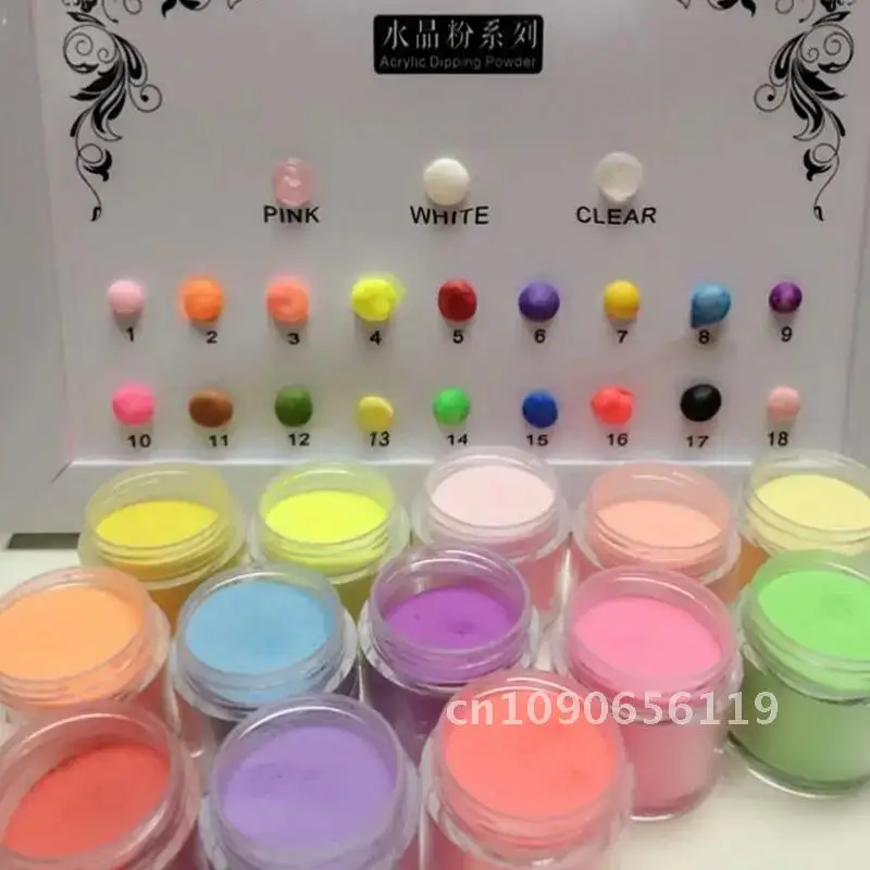 10/20/40/50 Jars (10g Jar) เล็บอะคริลิคผงอะคริลิคผงอะคริลิคที่มีสีสัน Dipping Powder สําหรับ DIY เล็บขยายชุด