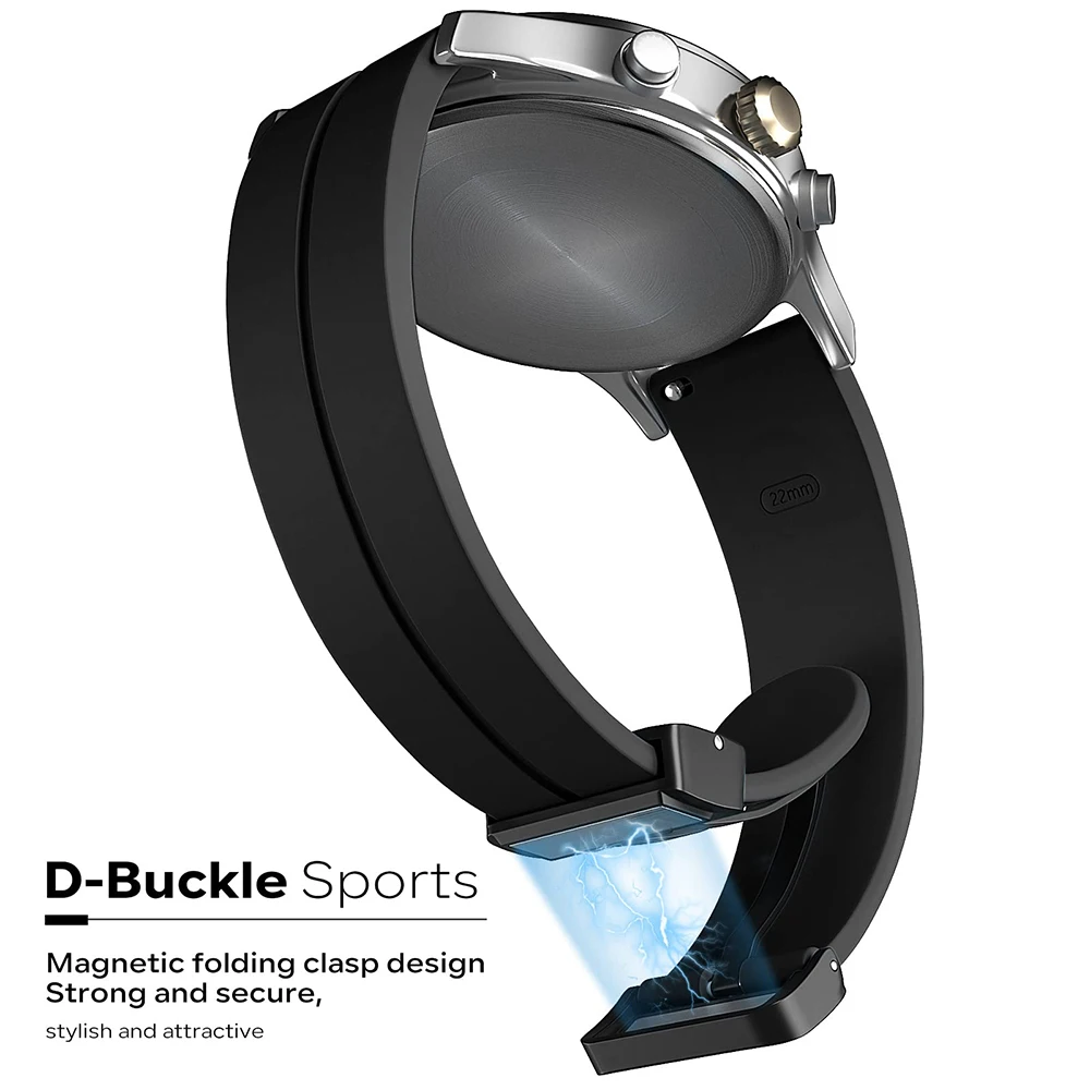 20 22mm Magnetic Folding Buckle Strap For Samsung Galaxy watch 7/FE/6/4/5pro/classic/Gear S3 Frontier/active 2 Sport Rubber Band