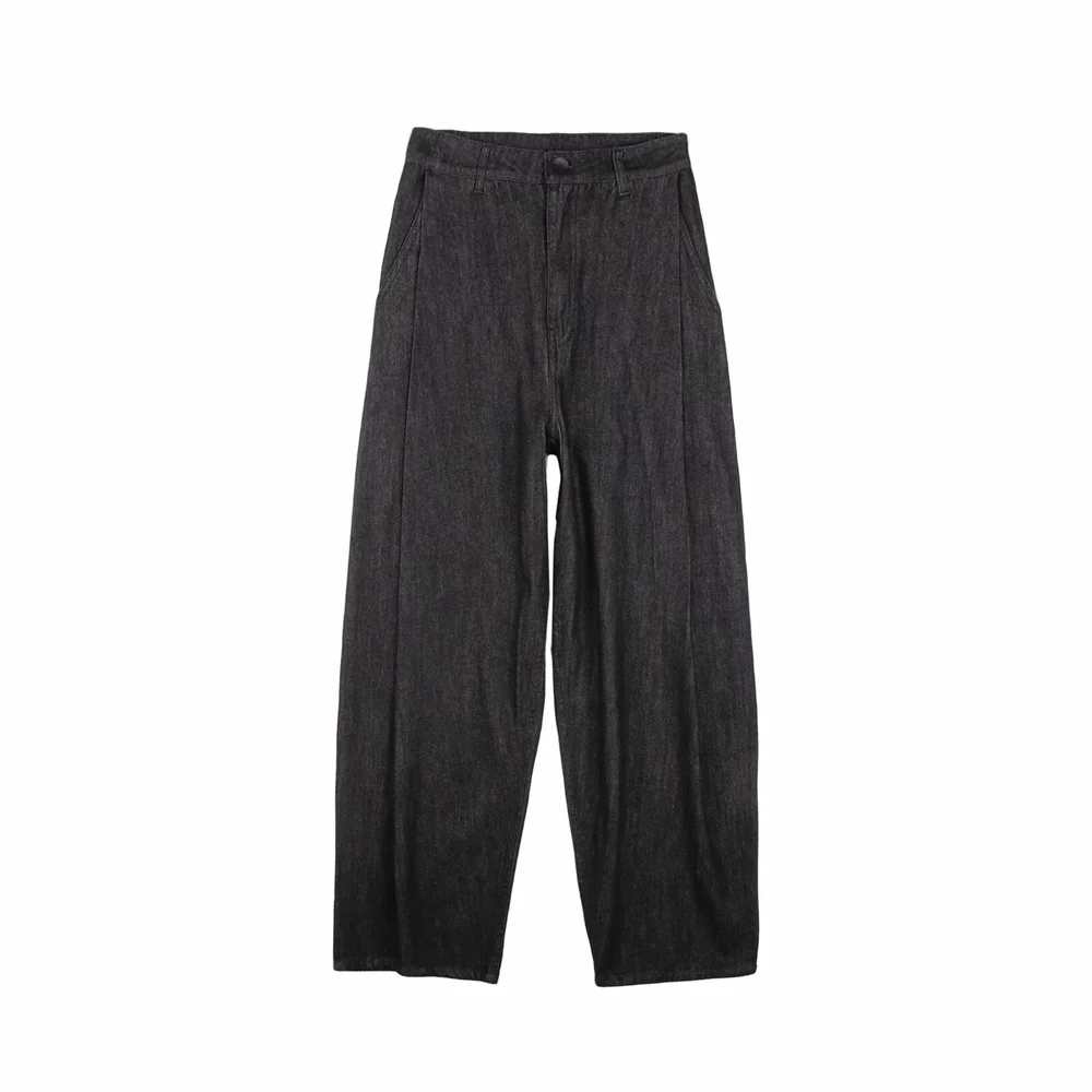 

Весенние новые модные свободные и непринужденные плиссированные брюки из угольного ясеня и хлопка со средней талией