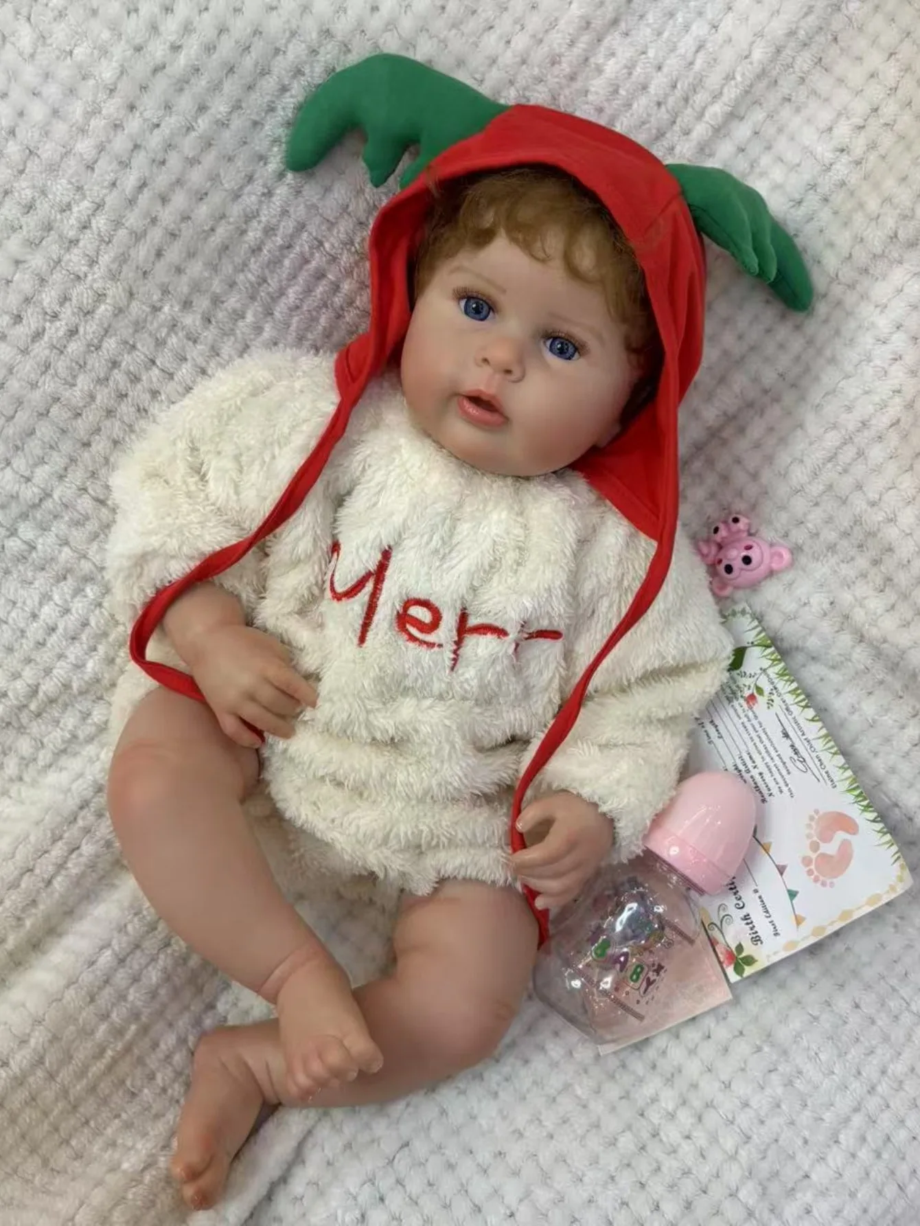 22-calowa urocza lalka Bebe noworodek, ręcznie robiona, miękka w dotyku, realistyczna lalka Bebe Reborn dla dzieci, idealna na prezent urodzinowy.