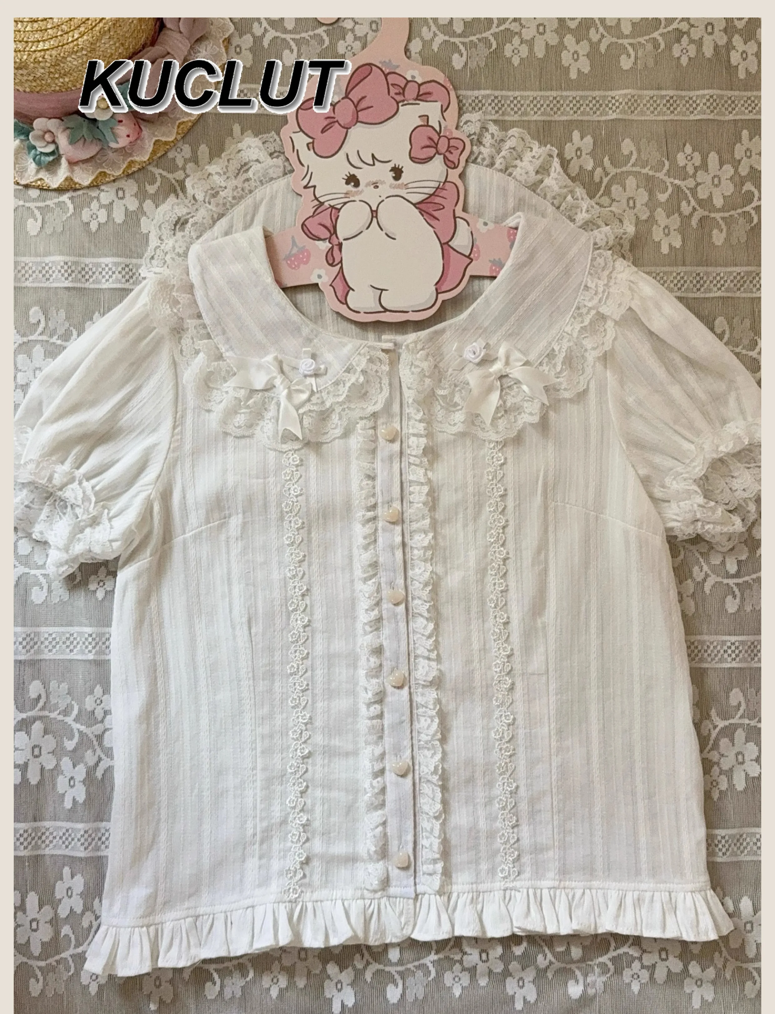 

Women's Tops Inner Shirt Doll Collar Lace Cotton Sweet and Cute Lolita Shirts Fashion Elegant Casual Long Sleeve Blouses Autumn