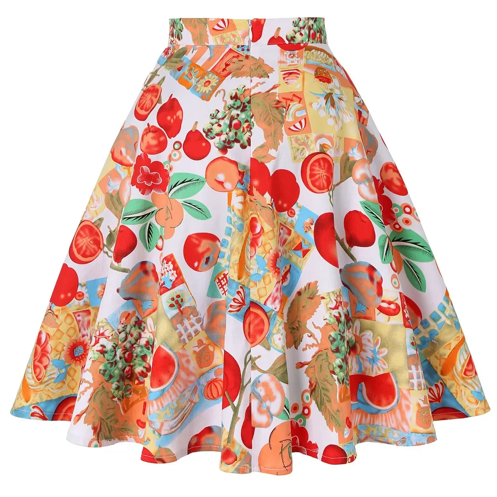 Gonna estiva Midi Sexy da donna in cotone a pois rosso piccola Pin Up gonna a vita alta retrò Vintage Rockabilly anni \'50