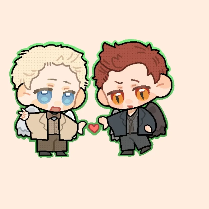 Good Omens Acrylic Keychain Aziraphale Crowley Man Detailed Print Versatile Womans Daily Carry Anime Merch Student Friend Gift