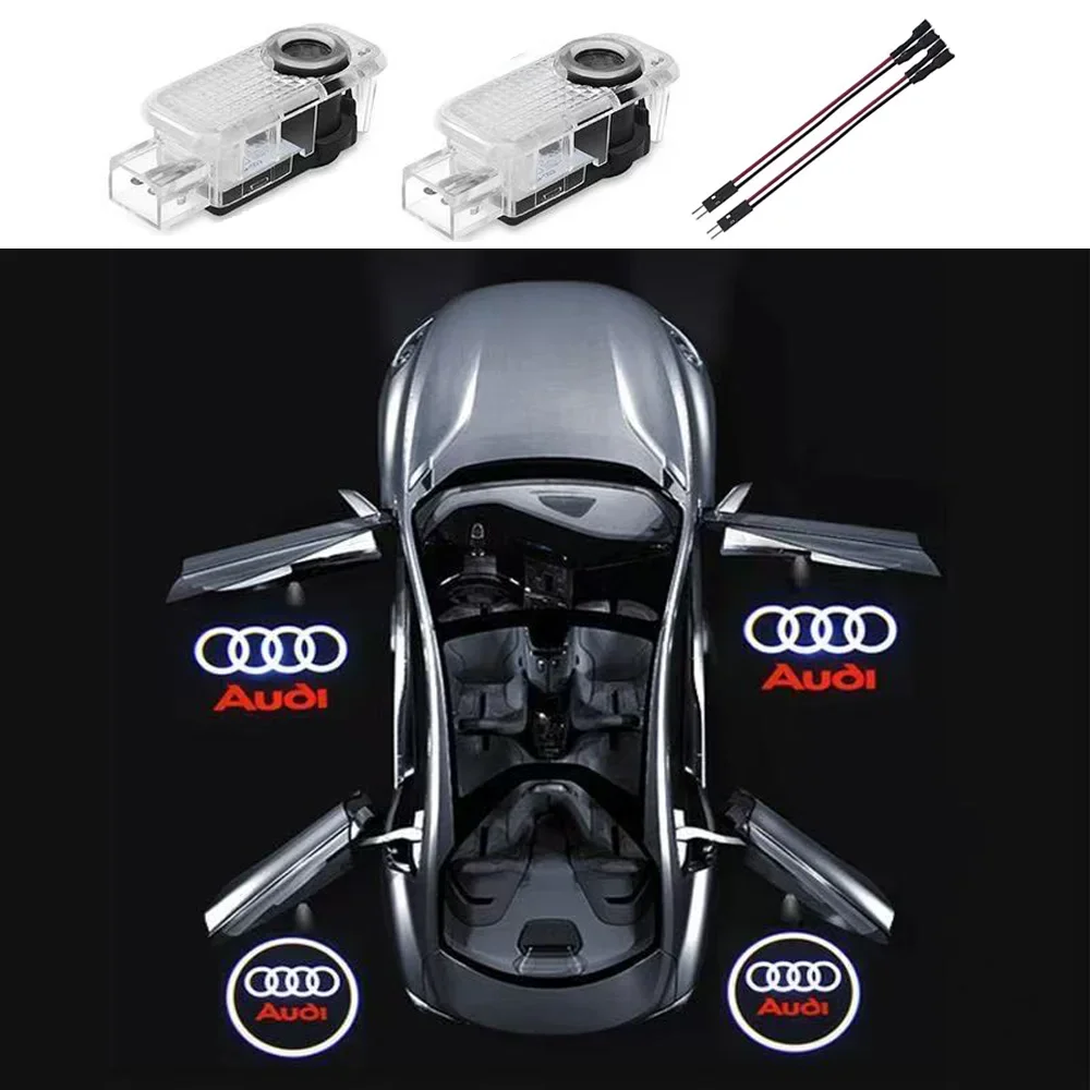 2PCS Car Door Logo Light Led Projector For Audi A4 B5 B6 B7 B8 B9 A1 A3 8V 8P 8L A6 C5 C6 C7 A5 A7 A8 Q3 Q5 Q7 TT S3 S6