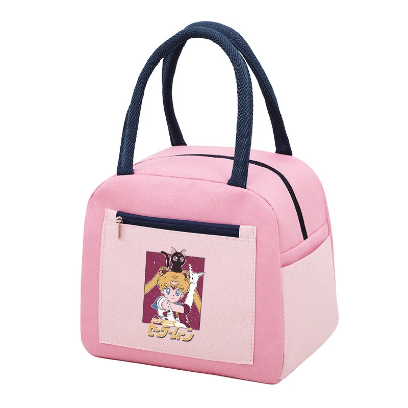 Sailor Moon Lunch Bag Cartoon Insulated Meal Storage Pack Office Student Supplies Thermal Handbag for Girls Travel Portable Bags