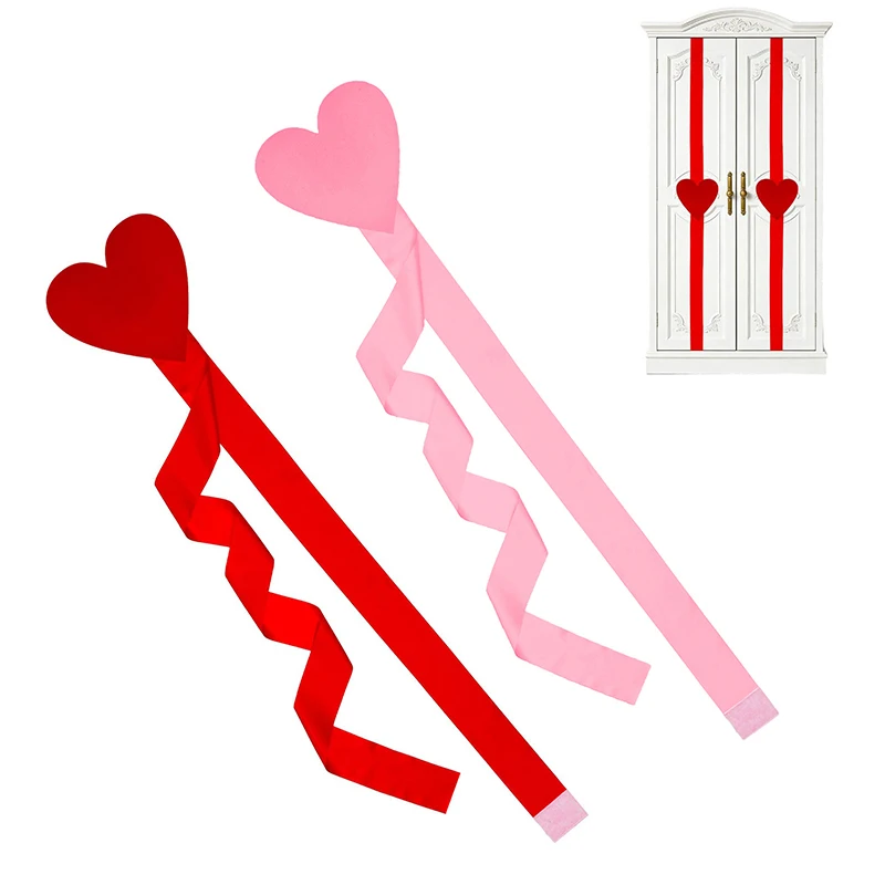 

Большая дверная лента для Дня святого Валентина, 41-дюймовая лента-бантик в форме сердца для камина, вечеринки и свадьбы