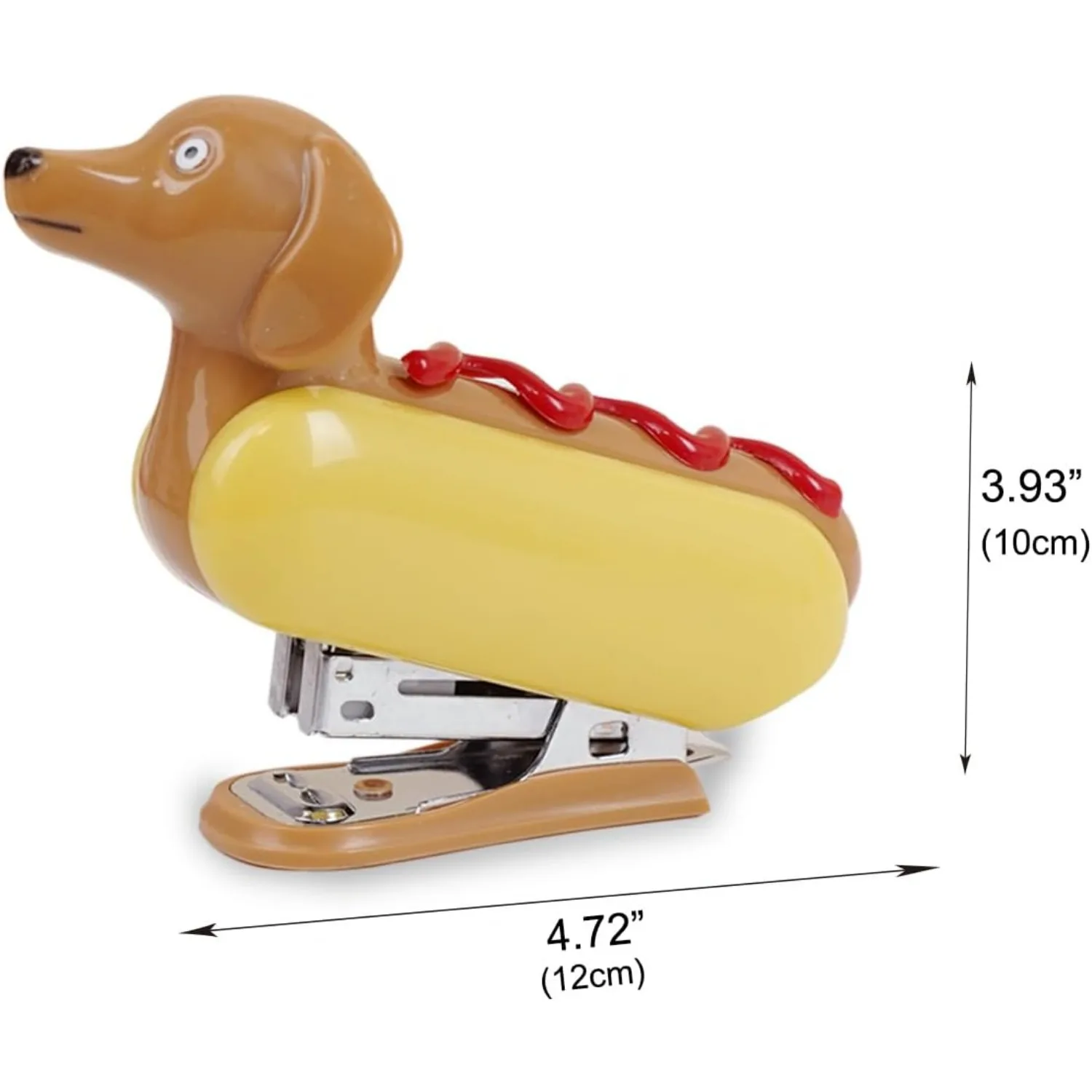 Kit d'agrafeuse de bureau, fournitures de bureau comprenant un distributeur de ruban adhésif et une mini agrafeuse, un mini dachshund design hot dog