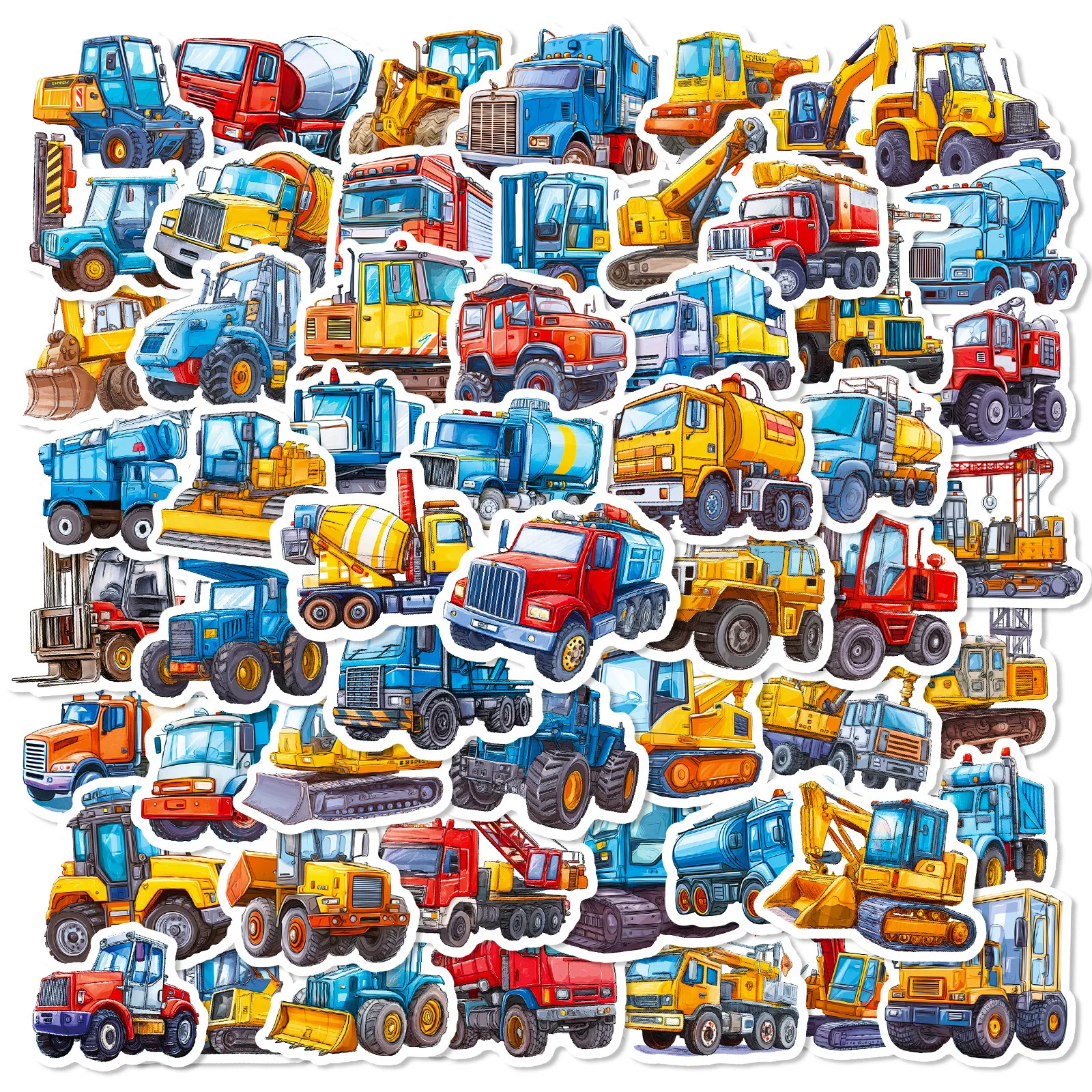 10/30/56PCS Cartoon Bau Engineering Fahrzeuge Aufkleber DIY Telefon Laptop Gepäck Skateboard Graffiti Aufkleber Spaß für Kind