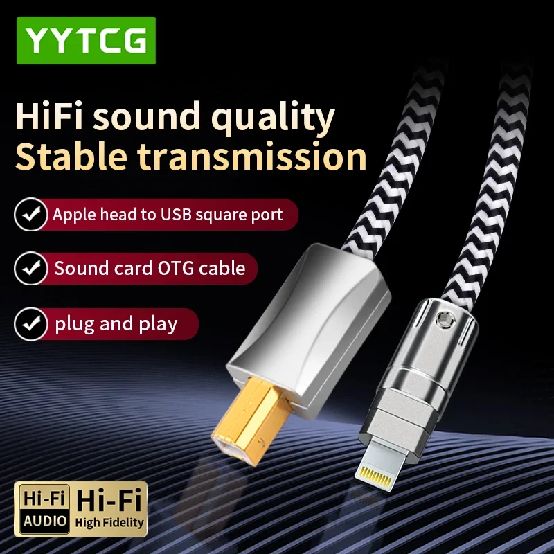 YYTCG HiFi USB Cable Lightning To USB B OTG Cable To Musical Instrument MIDI Digital Piano DAC audio OTG Cable for iPhone iPad