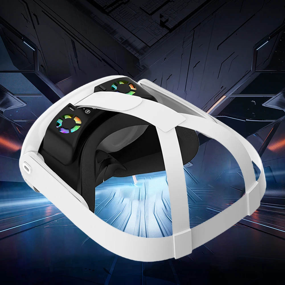 غطاء وجه مروحة تبريد VR قابل لإعادة الشحن مع أضواء RGB ووسادة أنف مضادة للتسرب لملحقات Meta Quest 3