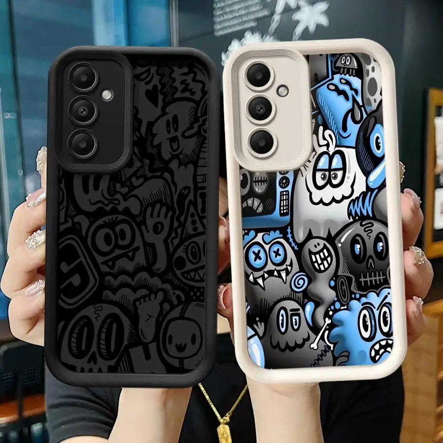 Phone Case for Samsung Galaxy A16 A34 A12 A14 A32 A23 A26 A56 A15 A51 A73 A53 A54 Soft Cover Shell Super Cool Black Graffiti - náhled 2