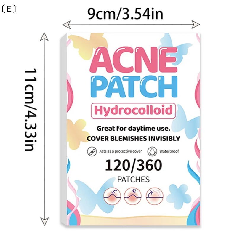 〔E〕120 360PCS Adesivos para Acne em Forma de Borboleta 01mm Finos para Cobertura de Manchas Tratamento de Espinhas Cuidados com a Pele〔Winter5〕