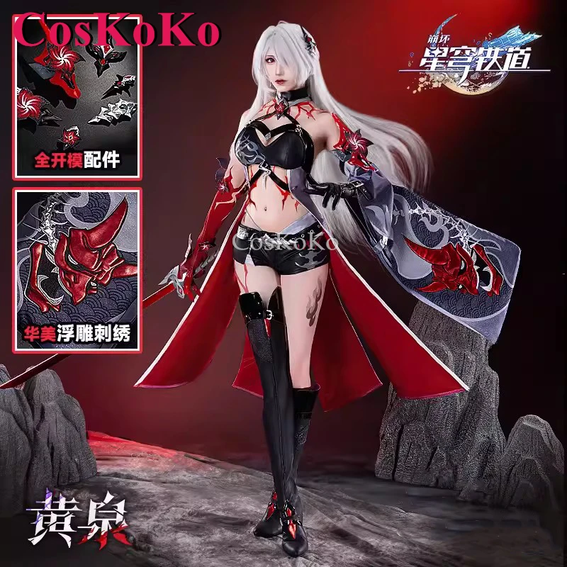 

CosKoKo Acheron Cosplay Costumes Game Honkai: Star Rail Dimorphism Fashion Red Combat Uniform Halloween Party Role Play Clothing