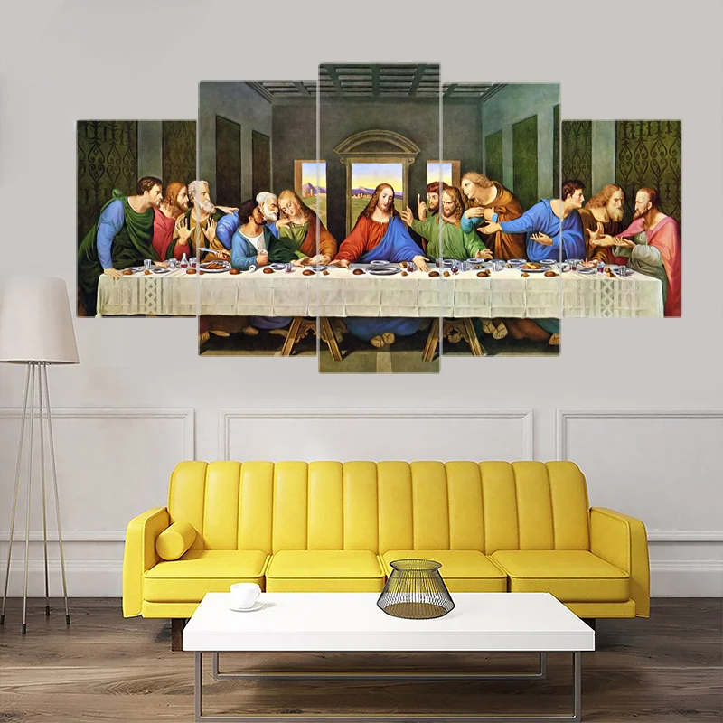 Custom design artwork painting 5 panels Jesus style wall art set canvas prints