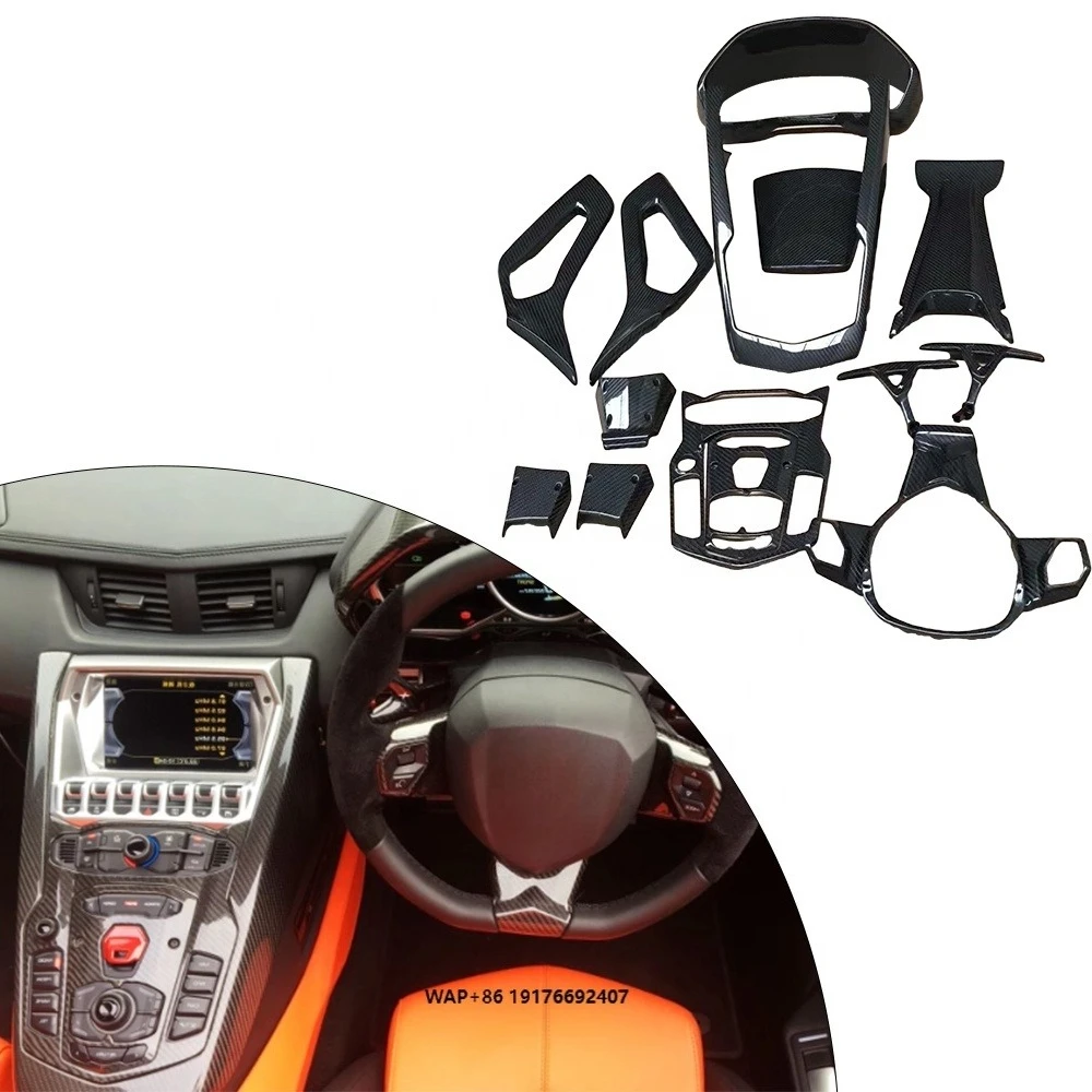 For Aventador LP700 Dry Carbon Fiber Interior Accessories Center Control Instrument Covers Shift Paddle Door Panel