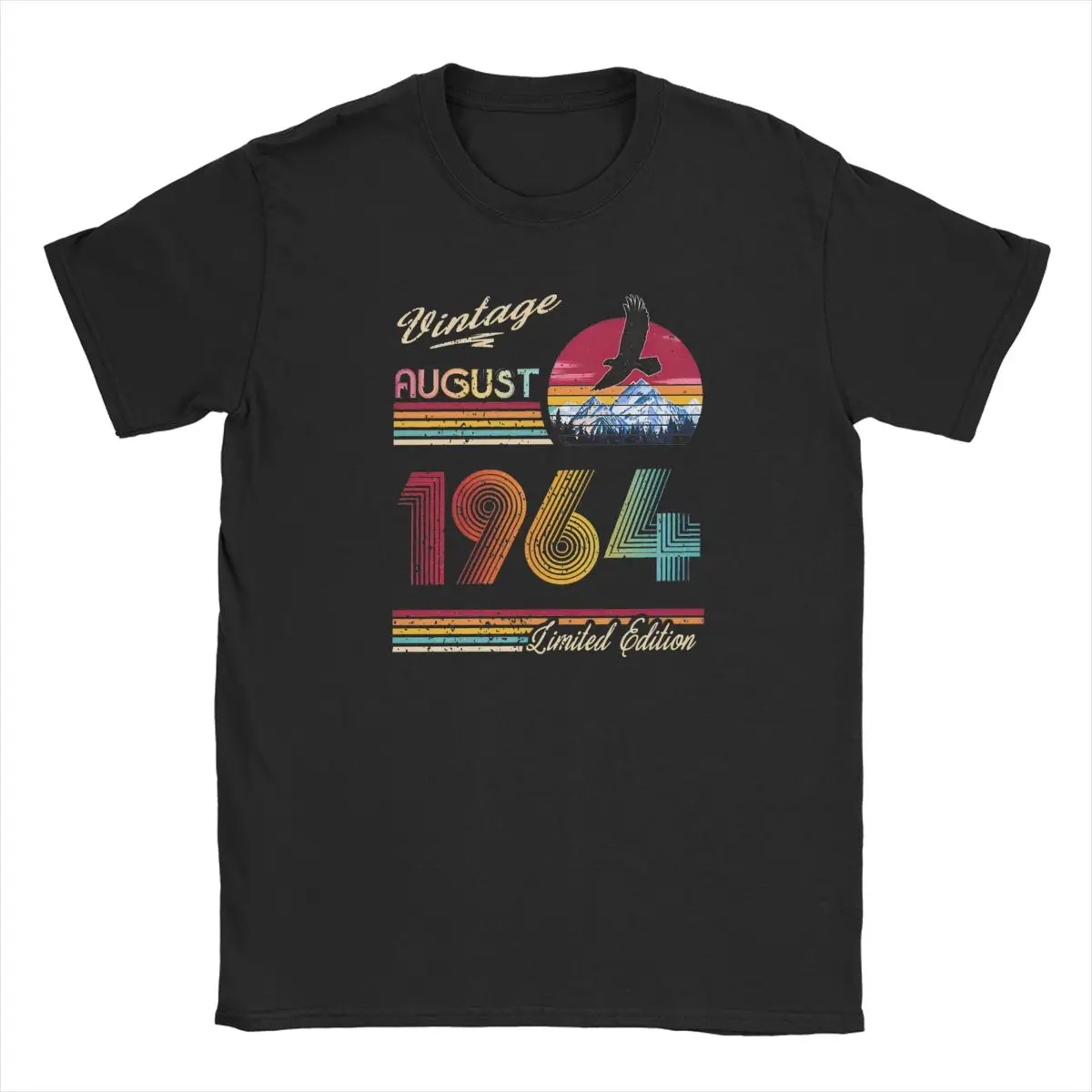 Vintage August 1964 Birthday T Shirt Men's Pure Cotton Vintage T-Shirt O Neck Tee Shirt Short Sleeve Tops Gift Idea