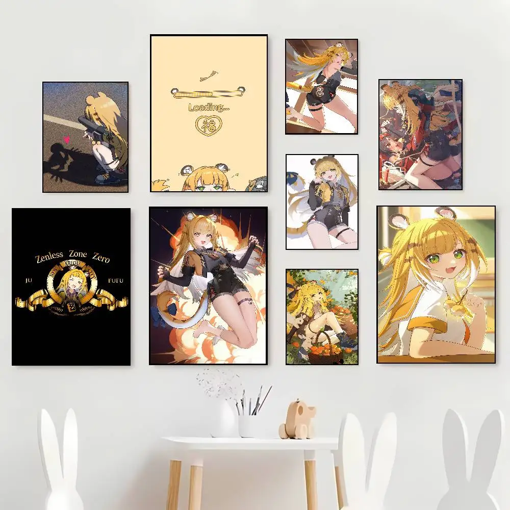 XL 40X60 Kawaii لطيف فتاة Ju Fufu شعبية Zenless منطقة صفر الألعاب المشارك HD الفن غرفة المعيشة غرفة نوم بار الديكور الجمالي