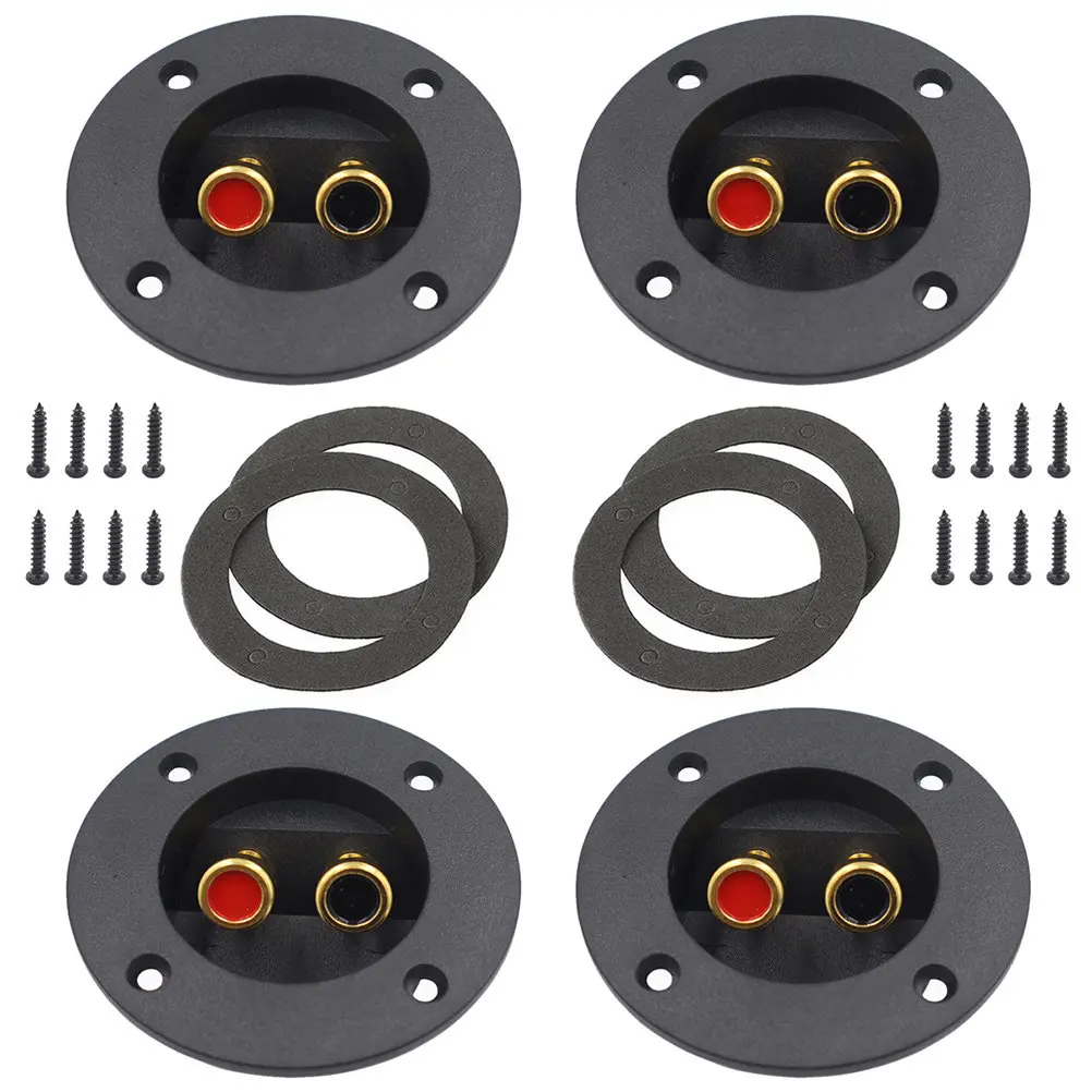 4Pcs Speaker Terminal Spring Loaded Round 3.1 Inch Subwoofer Box Connector Speaker Wire Binding Post Terminals
