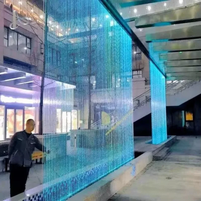 Color digital water curtain with lines Artificial water curtain, laminated wall spring with lines