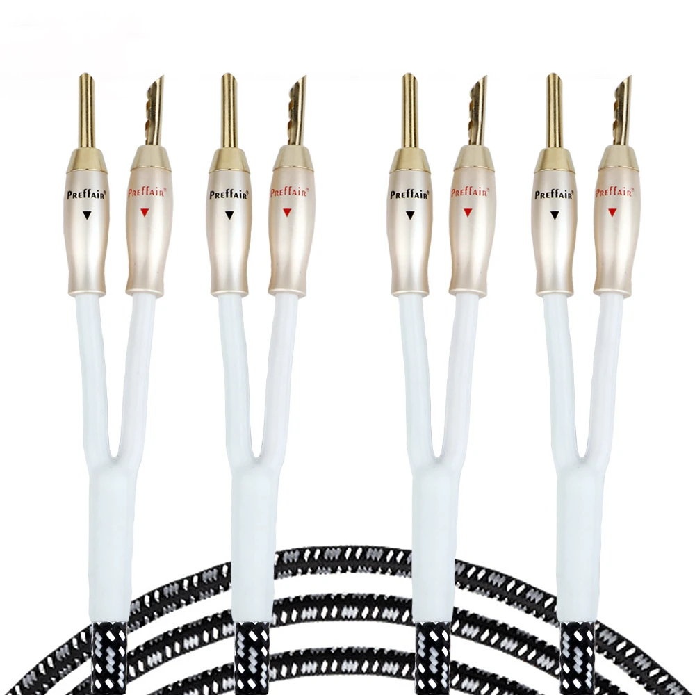 Paar OCC Versilberte Lautsprecherkabel mit 5µ Vergoldeten Bananensteckern für CD/HIFI-Systeme – Detail 4