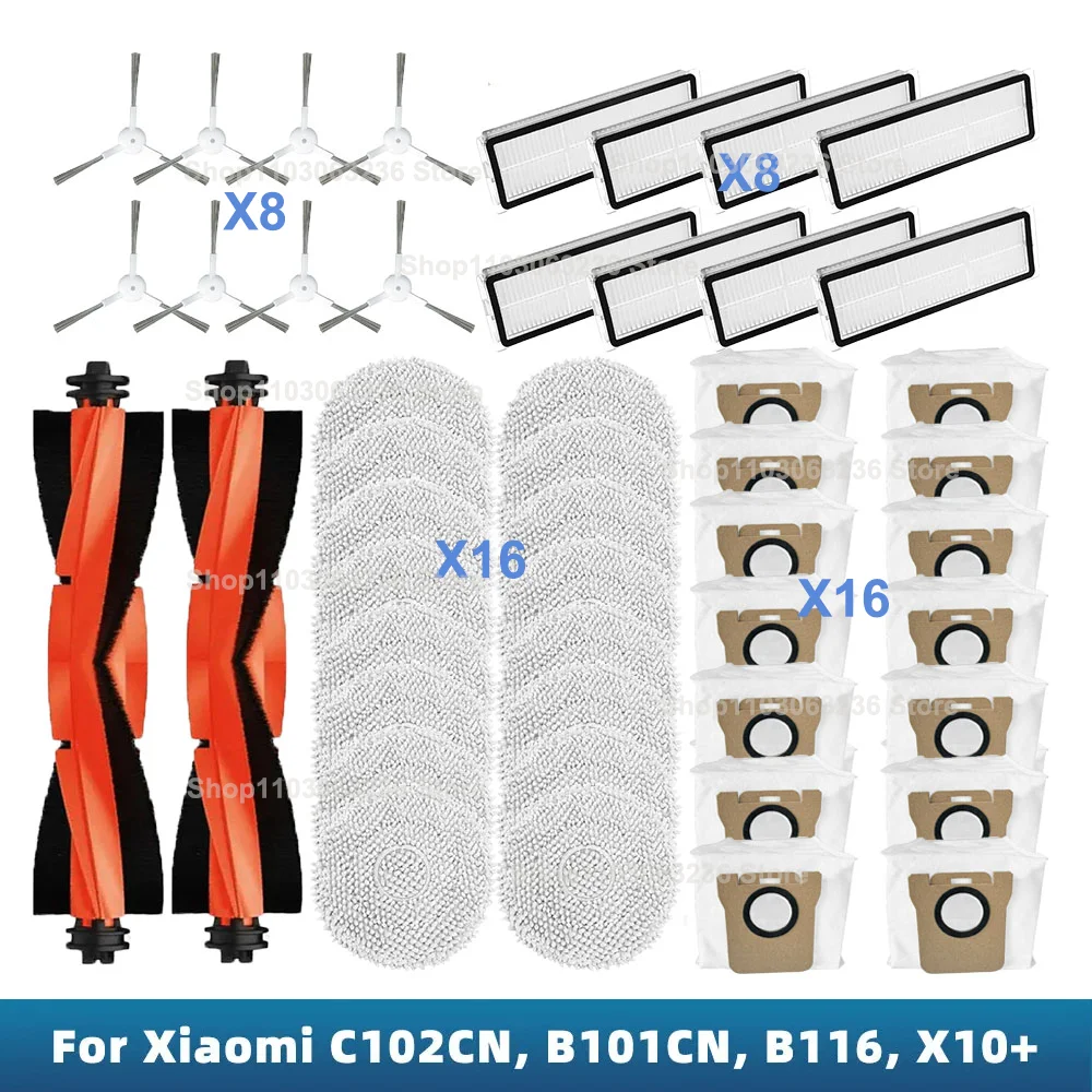 Kompatybilny dla Xiaomi Mijia Omni 2 C102CN, B101CN, B116CN, X10 + akcesoria do części bocznych pędzel Hepa filtr Mop worek na kurz