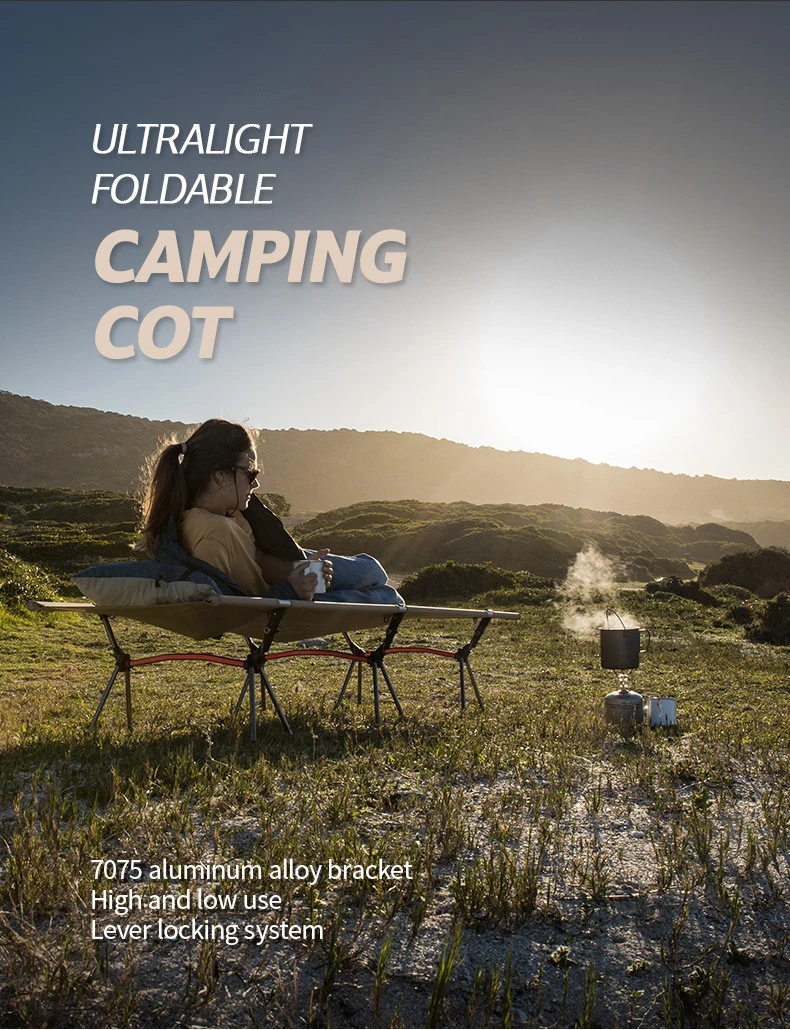 WESTTUNE Campingbett, tragbares Klappbett, ultraleichtes Schlafbett aus Aluminiumlegierung für Outdoor-Wandern, Rucksackreisen, Reisen – Detail 1