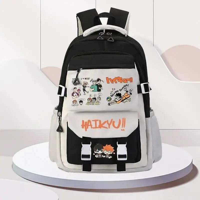 

Anime Game Breathable Mesh Black Blue Brown Green Purple Haikyuu Student Teens School Bags Backpacks