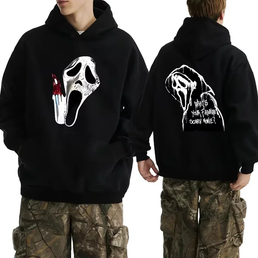 2025 New in gothic Double Sided printed  streetwear Men women VI Ghostface Graphic Hoodie Unisex Fleece Long sleeve Sweatshirts