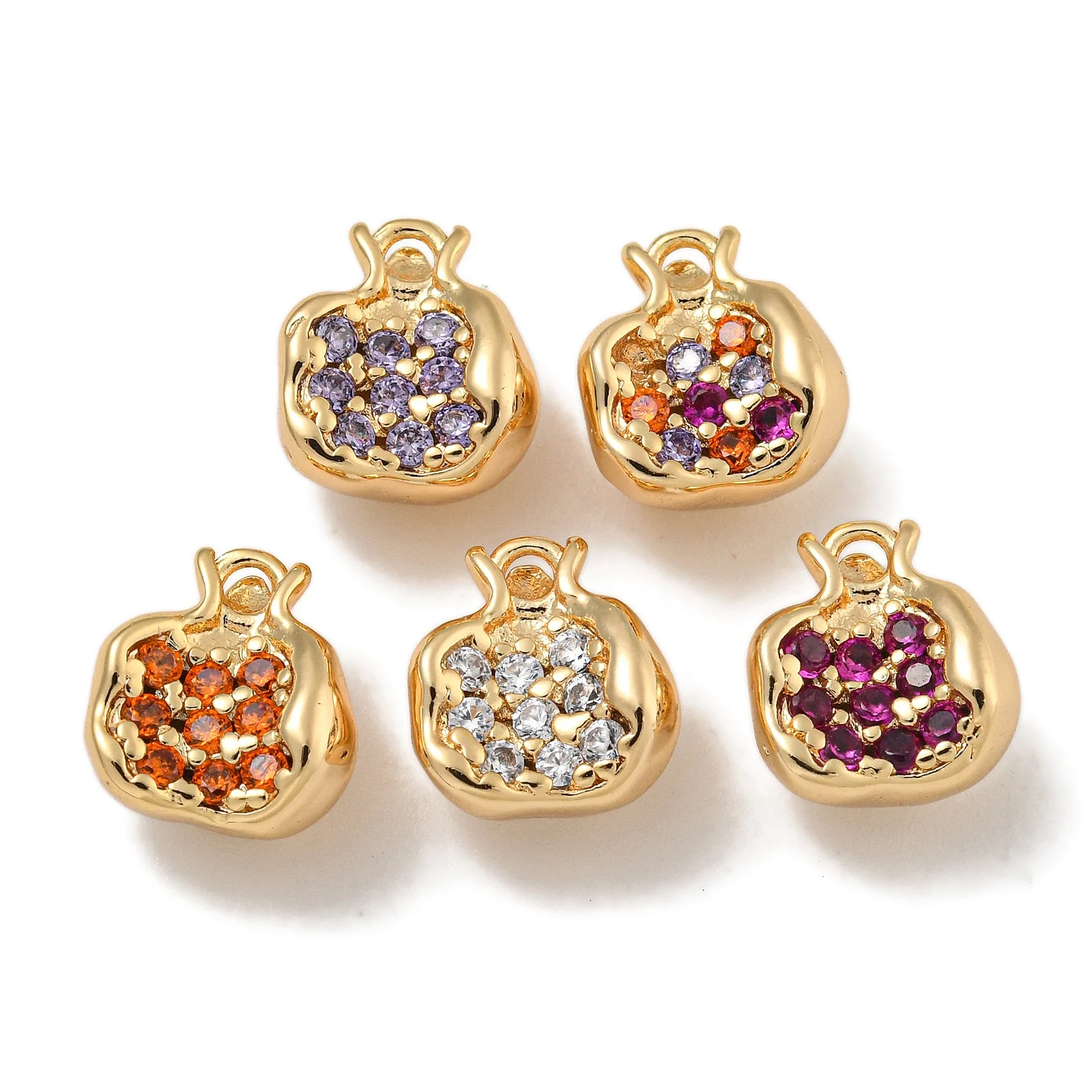 

20pcs Pomegranate Brass Cubic Zirconia Charms Mixed Color for Making DIY Jewelry Necklace Earring Bracelet Elegant&Sweet Style