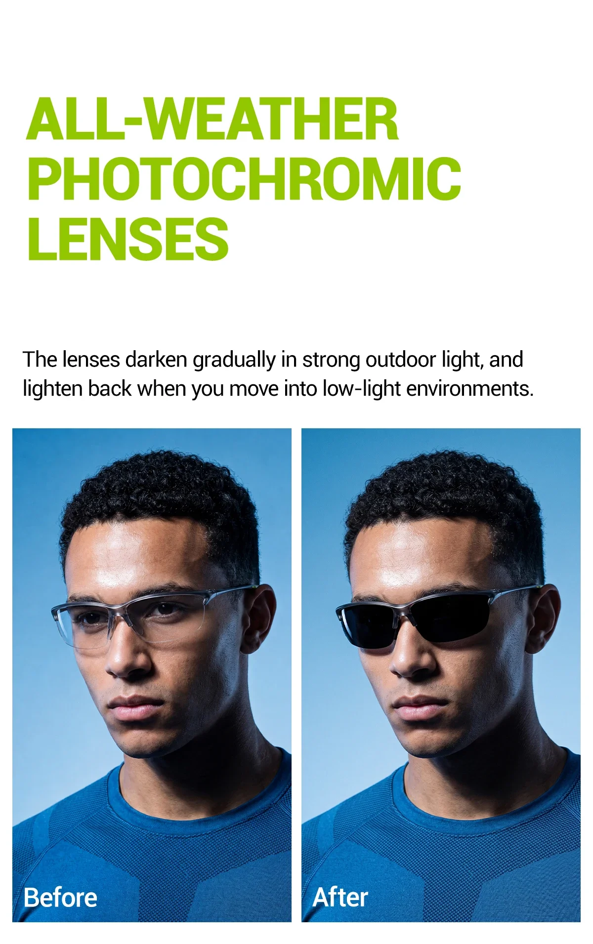 Kapvoe 2026 Wanderbrille Photochrome Radsport-Sonnenbrille Laufbrille Sportbrille für Outdoor-Aktivitäten Hochbelastbare Hochelastische Schutzbrille – Detail 8