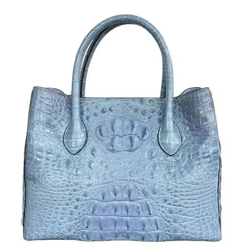 

Genuine Crocodile Skin Women Skyblue Colorful Totes Female Handbag Exotic Real Alligator Leather Lady Single Cross Shoulder Bag