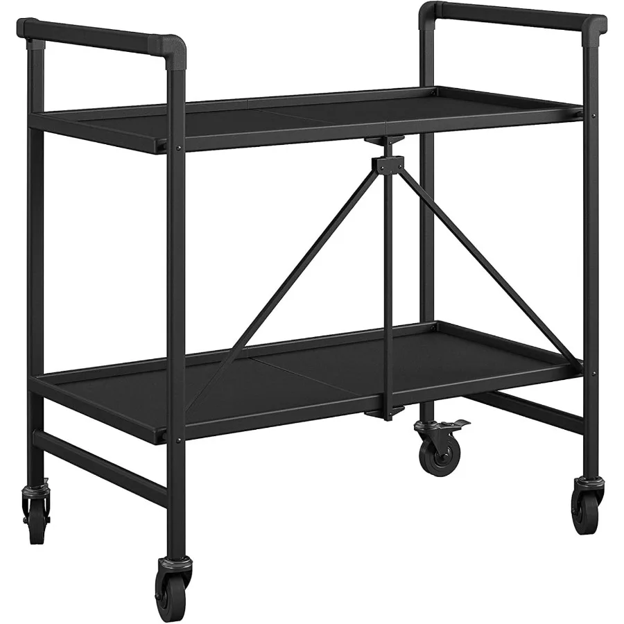 COSCO Outdoor Living™ Outdoor and Indoor Folding Serving Cart with Wheels and 2 Shelves Black