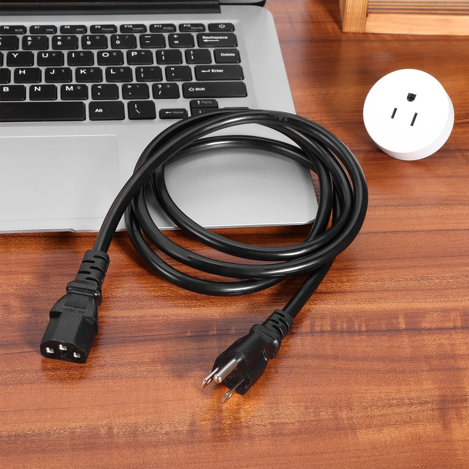Electric Power Extension Cord with 1.5m Length, 3-Prong US Plug for Rice Cooker, Monitor, Computer & Appliances