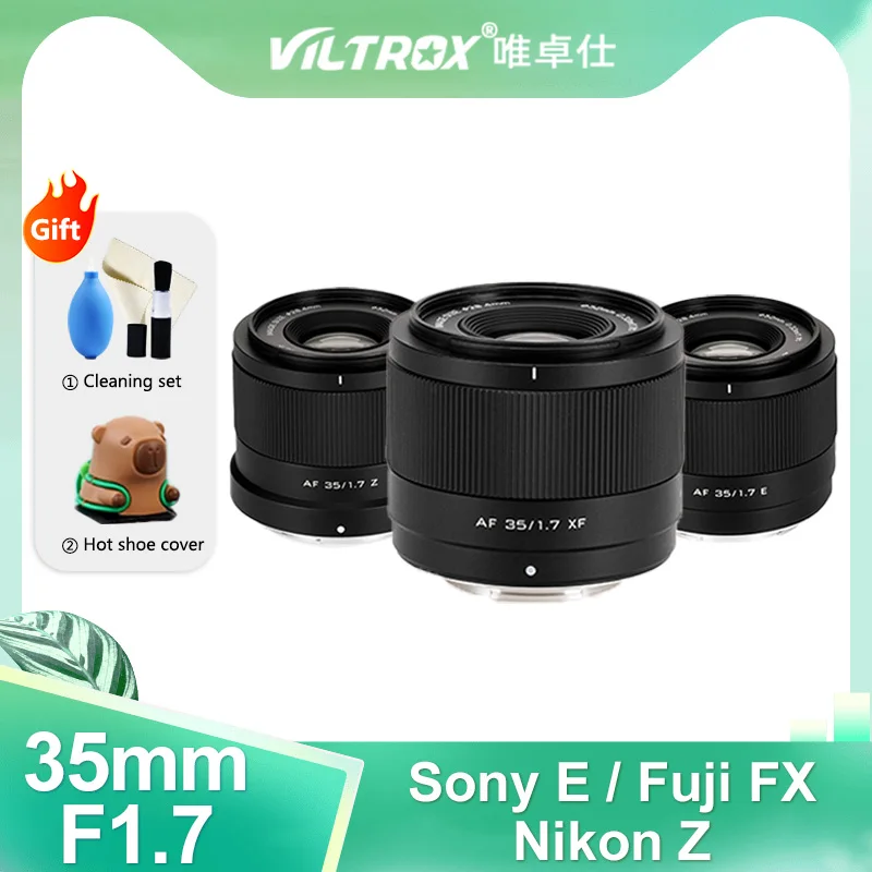 Lensa Kamera Fokus Otomatis VILTROX 35Mm F1.7 APS-C untuk Kamera Dudukan Fujifilm XF Sony E Nikon Z