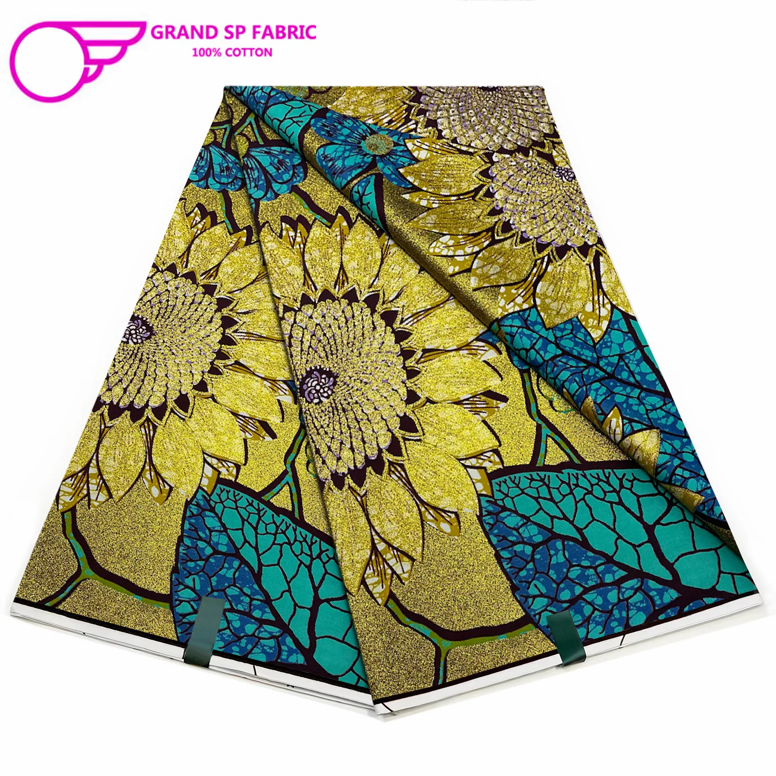 Grand Super Fabric 100% Cotton African Wax Fabric High Quality Wax Print Ankara Fabric For Sewing 6yards Women Fabric FF-14-18