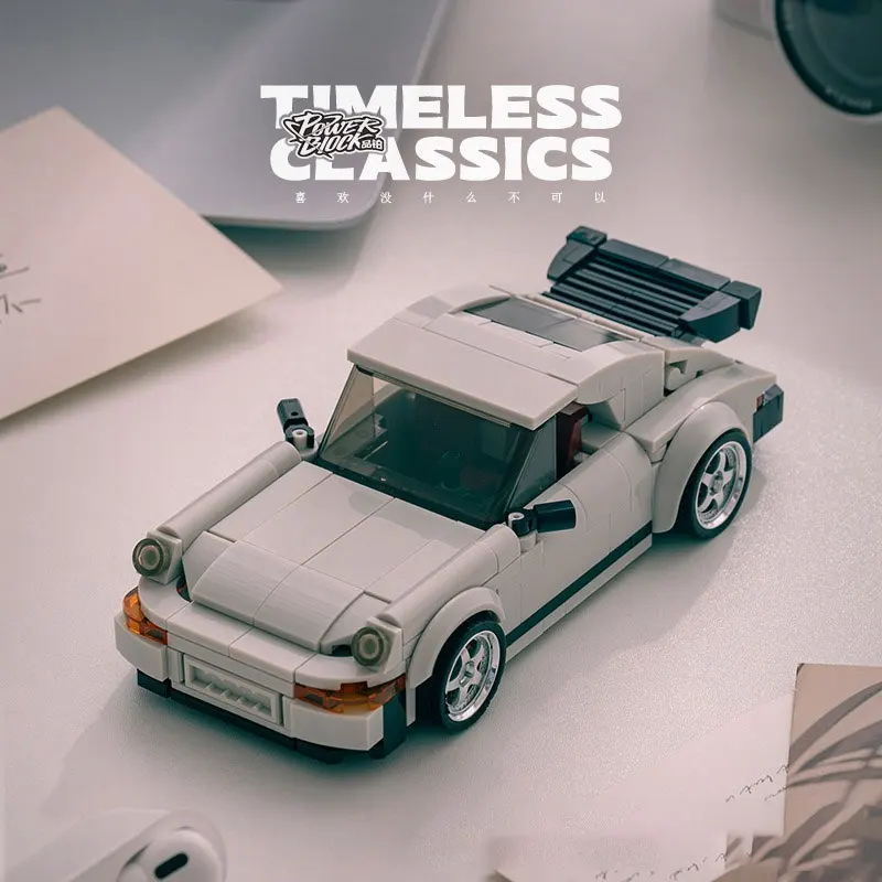 

343 детали MOC: Классический турбо-спорткар для сборки, гоночные машины, строительные блоки с демонстрационным боксом, гараж, игрушки для детей и взрослых, подарок