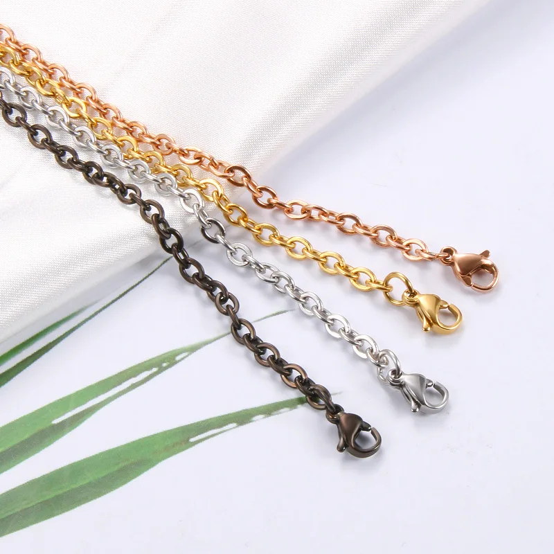 65CM Stainless Steel Link Chains Bulk Lot 1.2mm Gold Color Necklace Chains for Diy Bracelet Supplies Jewelry Making Accessories