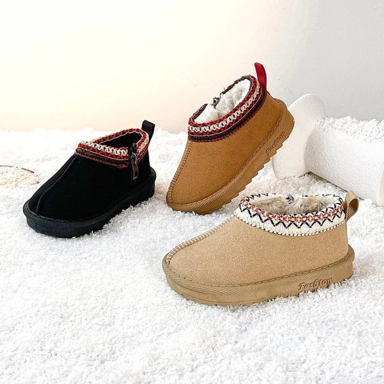 

Зимние зимние сапоги для маленьких мальчиков и девочек, новые классические плюшевые теплые нескользящие детские модные ботильоны, размер 15–7, детская хлопковая обувь