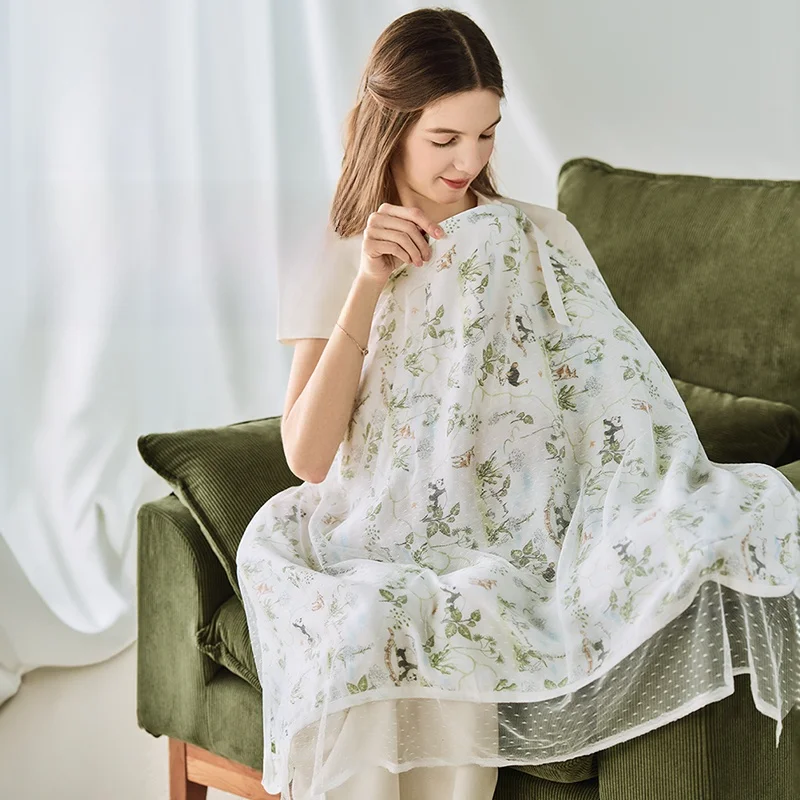 

Шарф для грудного вскармливания 100x70 см, легкий чехол для кормления из модального бамбука и хлопка, шаль для кормления на открытом воздухе, конфиденциальная крышка