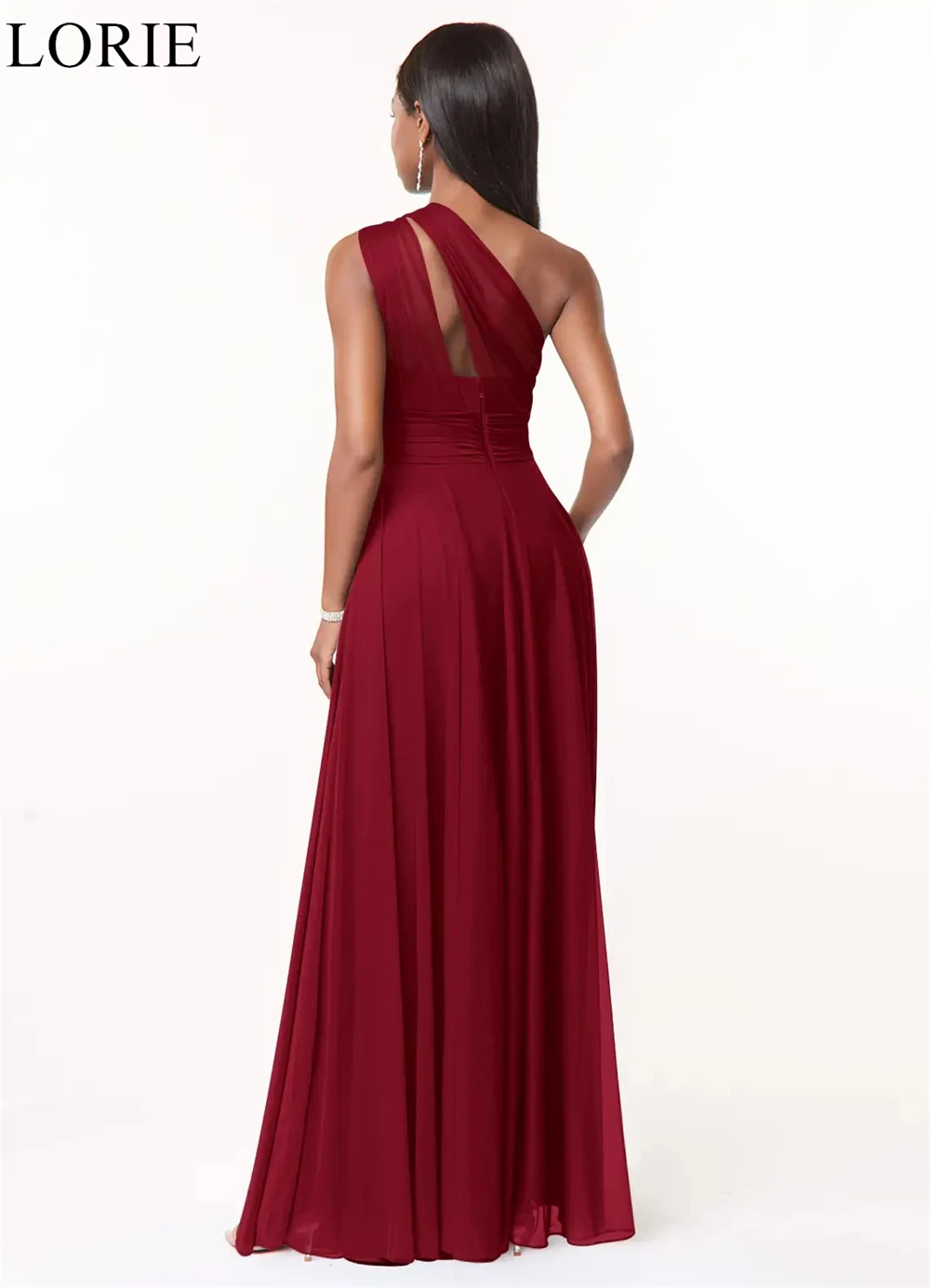 LORIE Elegant Burgundy Satin Bridesmaid Dresses One Shoulder Draped A-Line Pleated 2025 Chic Wedding Party Prom Gowns Customized