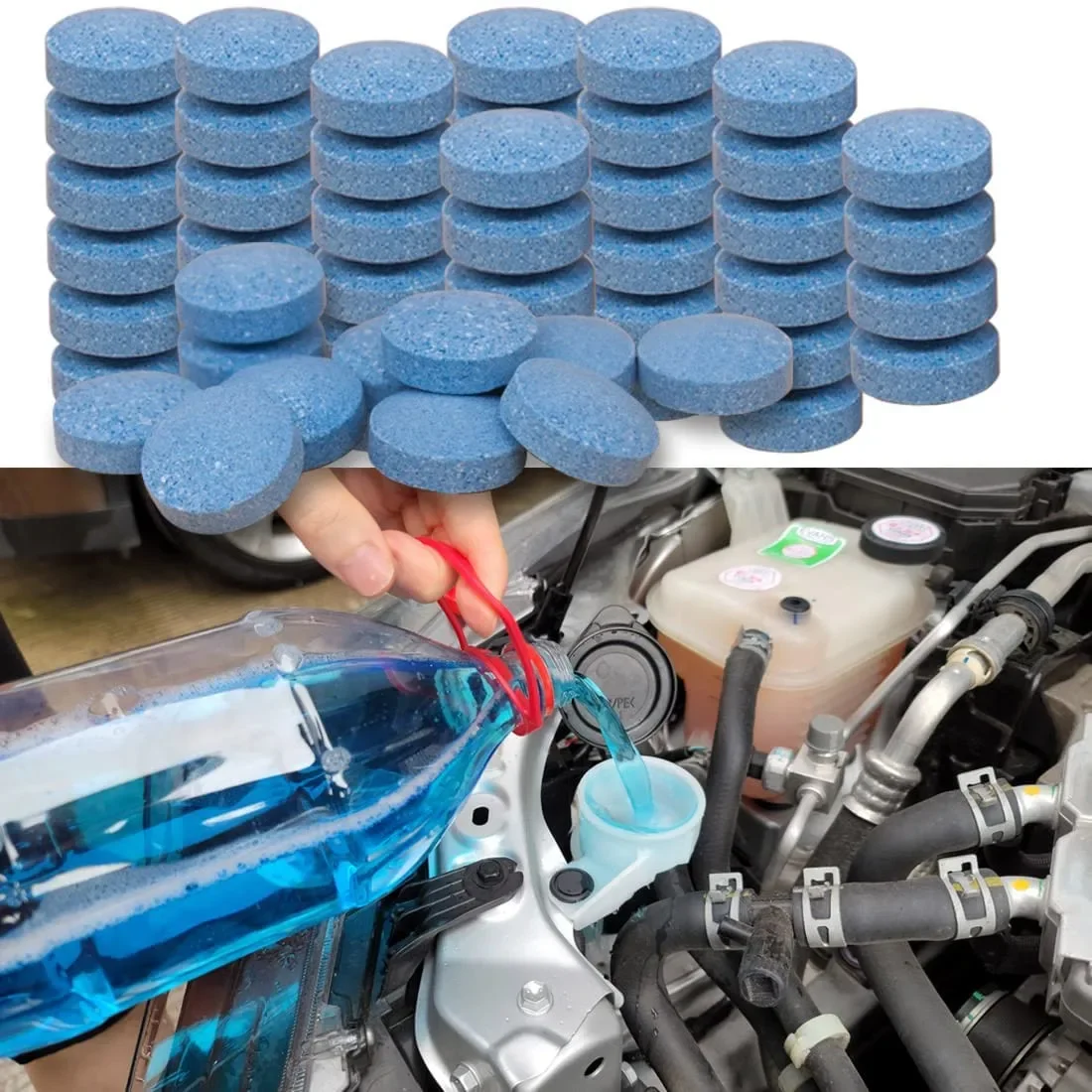 2-100pc Car Windshield Glass Concentrated Washer Tablets Car Effervescent Washer Fluid Wiper Glass Solid Cleaning Tablets