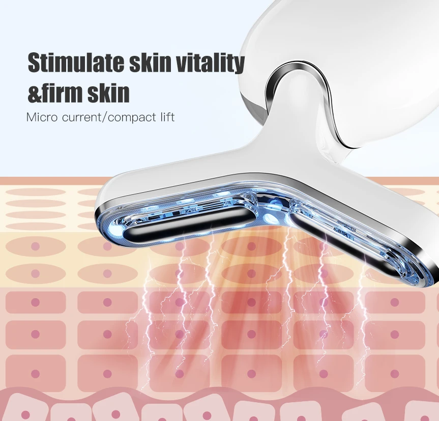 Neck Beauty Device RF Mikrostrom Multifunktionsmassagegerät Hautpflege Sculpting Tool Frauen Geschenk Weiß mit Sockel