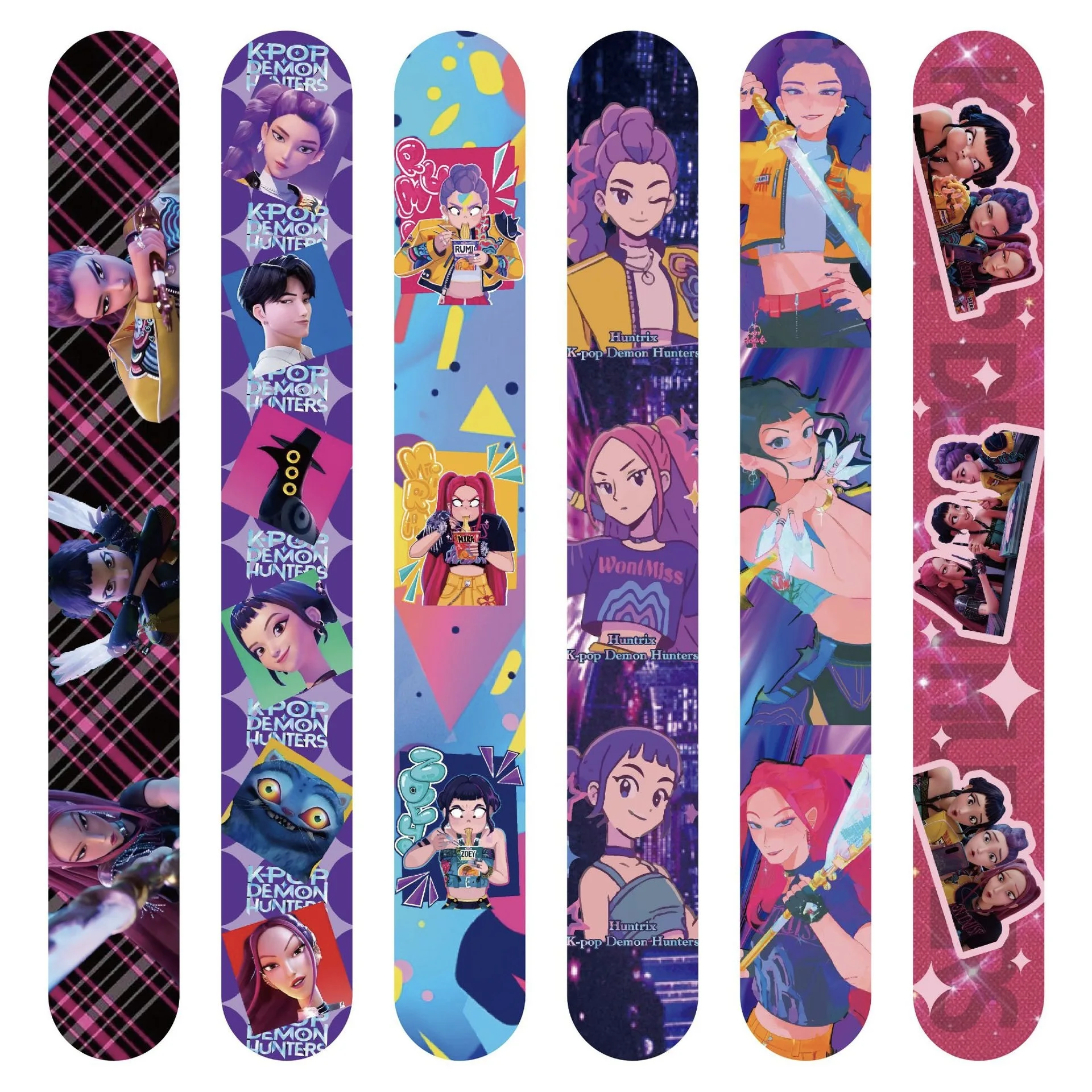 12PCS K-POP Demon Hunters Snap Bracelet Set, HUNTR/X Snap Wrap Hand Band for Kids, PVC Slap Bracelet Party Favors, Anime Toy