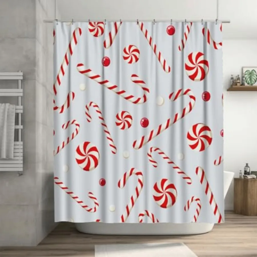 

Shower Curtain Set with 12 Hooks, Bath Curtains Waterproof Polyester Fabric, Grey Cute Home Bathroom Bathtubs Decor Washable Du