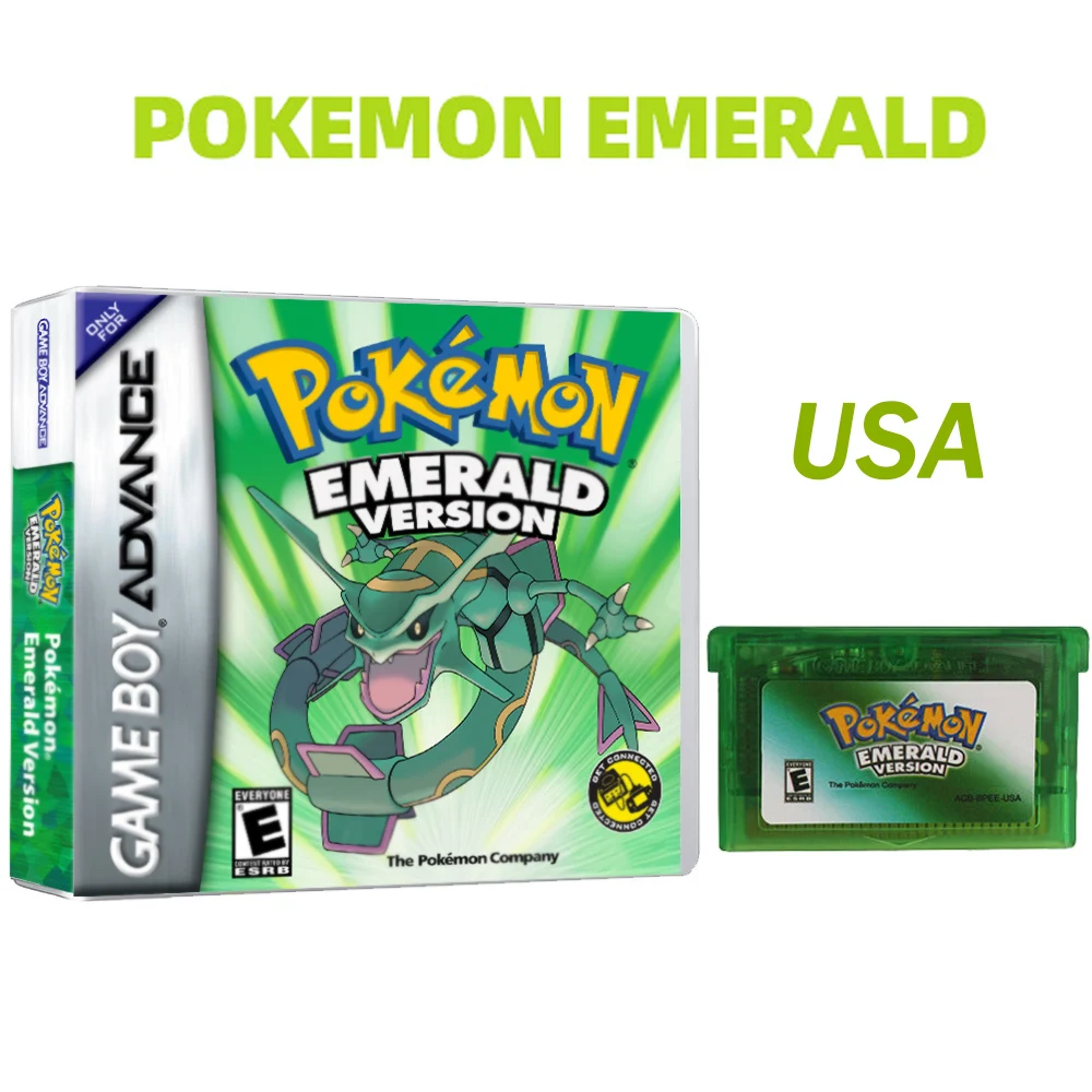 Nuova serie Pokemon Emerald FireRed Leafgreen Ruby Sapphire 5 versioni GBA Game in Box per cartuccia per videogiochi a 32 Bit senza manuale