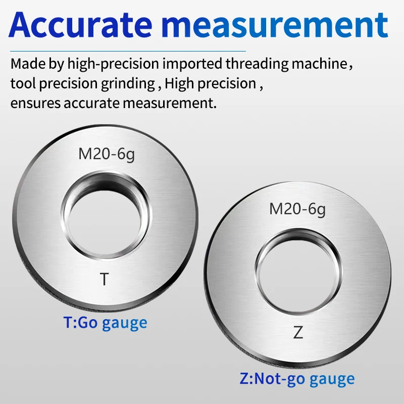 EiMoGe 1SET (1 * GO+1 * NOGO) M16-M20 Non-Standard Metric Fine Tooth Thread Ring Gauge 6G M16 M17 M18 M19 M20 Measure Tool