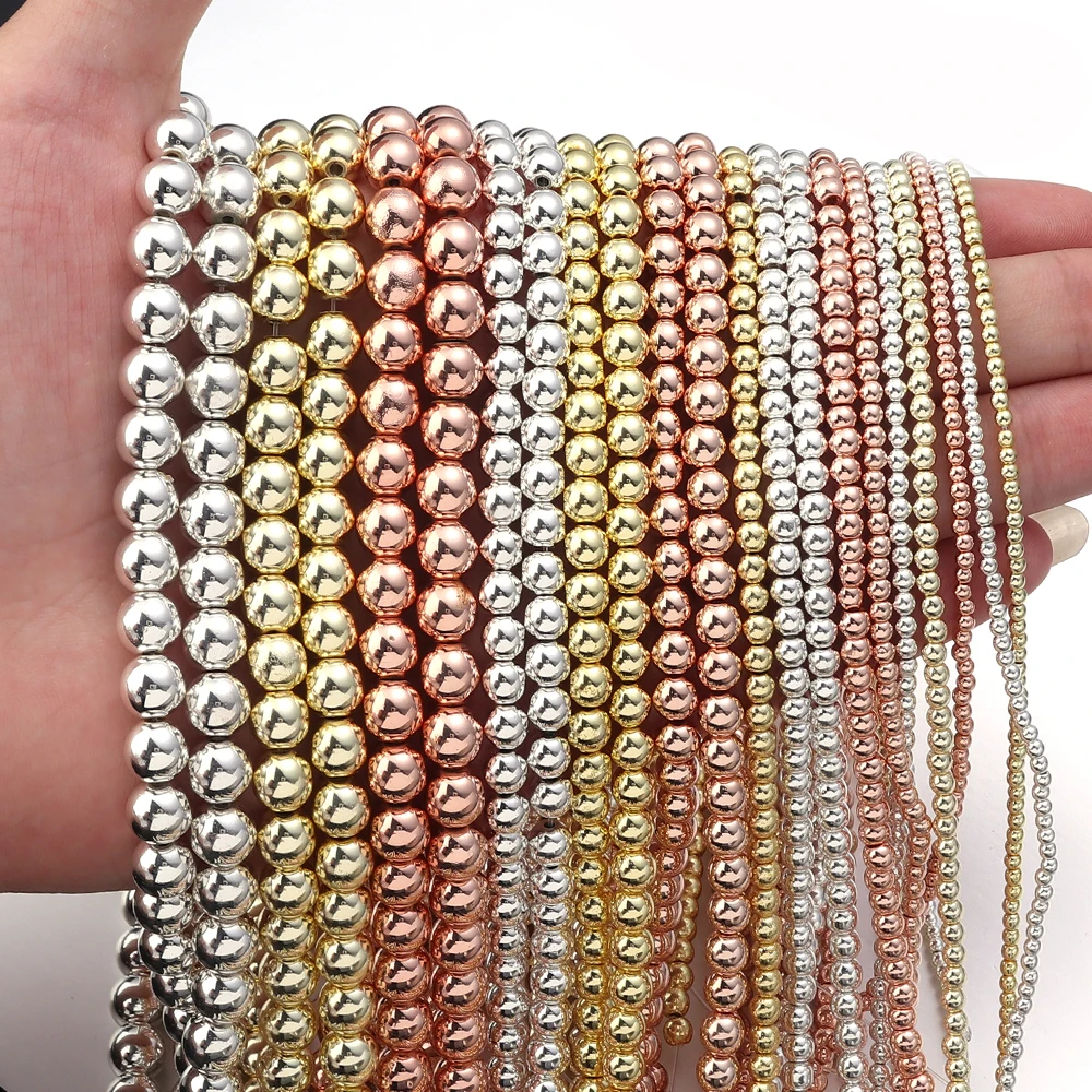 45-190pcs/Lot 2 3 4 6 8mm Round Natural Stone Hematite Beads For Jewelry Making Loose Spacer Beads DIY Bracelet Necklace